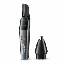 Тример VGR V-603 для носа та вух 2в1, акумуляторний, 2 насадки, Type-C, LED дисплей, IPX5