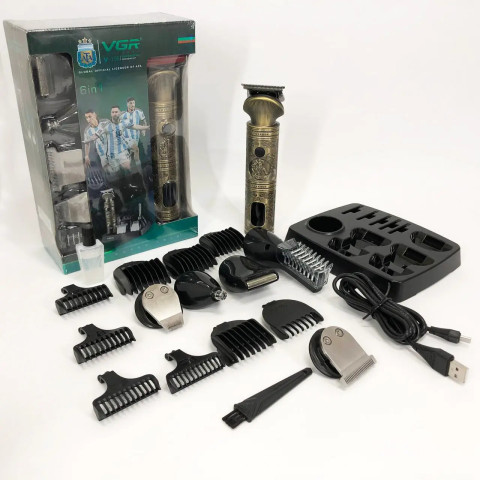 Тример VGR V-106 6в1 USB з насадками для волосся, бороди та тіла
