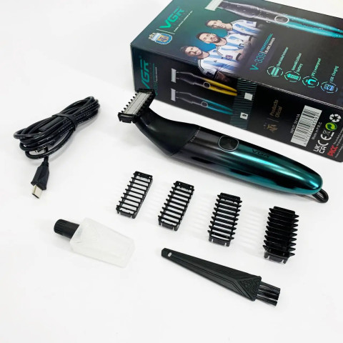 Електробритва-шейвер VGR V-339 IPX7 USB з двостороннім лезом і насадками