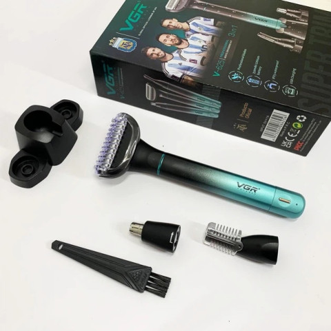 Тример VGR V-625 3в1 IPX5 USB Type-C для тіла, носа і брів зелений