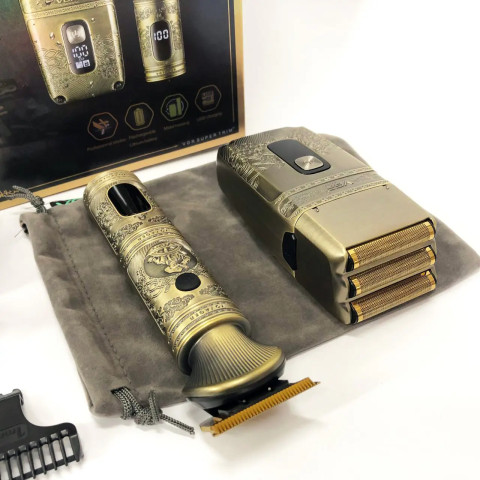 Набір для стрижки VGR V-649 8813 з тримером і шейвером IPX6 золотий