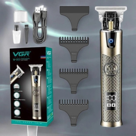 Тример акумуляторний VGR V-983 T-blade з LED-дисплеєм золотий