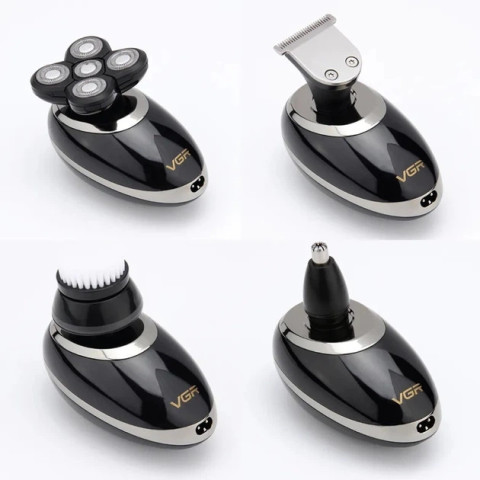 Електробритва VGR V-302 для голови, бороди та вусів 4 в 1 з насадками та USB