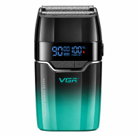 Електробритва VGR V-308 Green для сухого гоління, подвійна сітка, LED, до 150 хв роботи, зелена