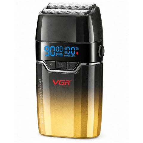 Електробритва VGR V-308 Gold з подвійною сіткою, 3 швидкості, LED, USB Type-C