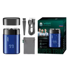Електробритва VGR V-347 синя, роторна, 2 головки, LED-дисплей, IPX7, USB