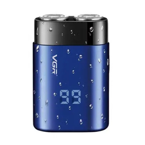 Електробритва VGR V-347 синя, роторна, 2 головки, LED-дисплей, IPX7, USB