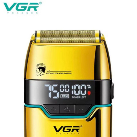 Чоловіча електробритва VGR V-350 Gold, 2 сітки, 2 насадки, LED, USB-C, 3 швидкості