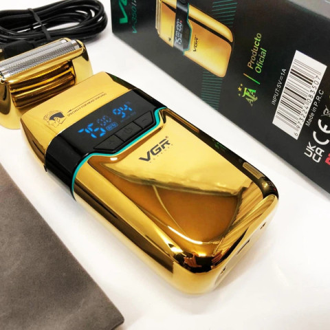 Чоловіча електробритва VGR V-350 Gold, 2 сітки, 2 насадки, LED, USB-C, 3 швидкості