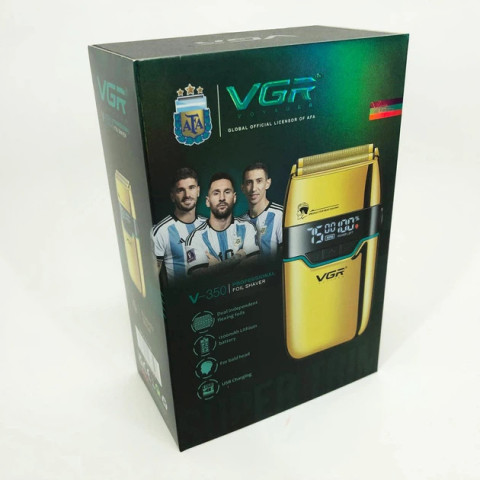 Чоловіча електробритва VGR V-350 Gold, 2 сітки, 2 насадки, LED, USB-C, 3 швидкості