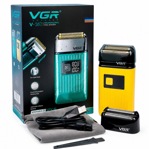 Чоловіча електробритва VGR V-357 Gold, 2 сітки, висувний тример, 150 хв, сухе та вологе гоління