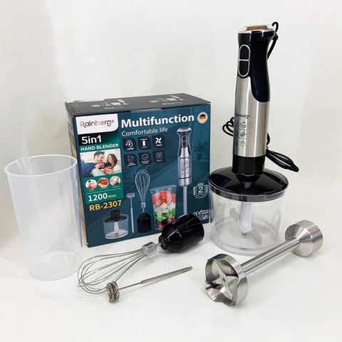 Занурювальний блендер Rainberg RB-2307 5в1 1200 Вт чорний