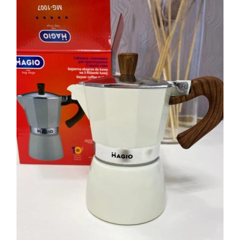 Гейзерна кавоварка Magio MG-1007 150 мл на 3 чашки, сіра