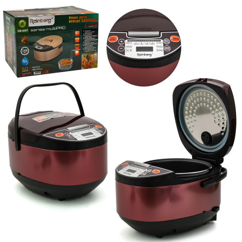 Мультиварка з фритюрницею Rainberg RB-6207 6 л 1500 Вт, 12 програм, коричнева