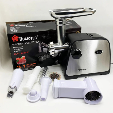 М’ясорубка Domotec MS-2027 3в1 4500 Вт з овочерізкою та реверсом