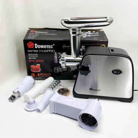 М’ясорубка Domotec MS-2027 3в1 4500 Вт з овочерізкою та реверсом