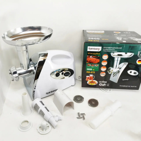М’ясорубка Rainberg RB-675 3800 Вт із соковижималкою біла