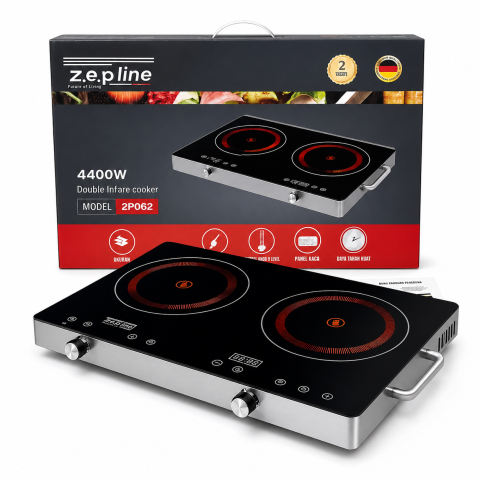 Електроплита інфрачервона Zepline ZP-062 2 конфорки 2×2200 Вт