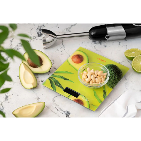 Кухонные электронные весы Ardesto SCK-893 Avocado до 5 кг, 1 г, стекло, LED