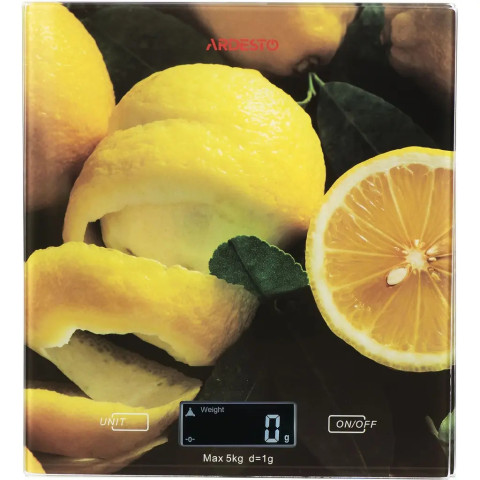 Кухонные электронные весы Ardesto SCK-893 Lemon до 5 кг, 1 г, стекло, LED
