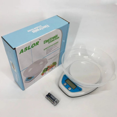 Весы кухонные электронные QZ-129A с чашей до 5 кг, точность 1 г, LCD, 2×AAA