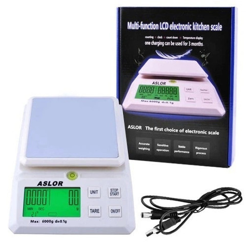 Весы кухонные QZ-168 электронные до 6 кг, шаг 0,1 г, LCD, USB-зарядка
