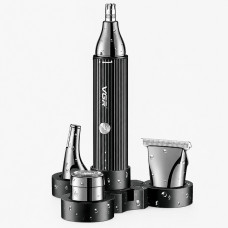 Тример VGR V-630 4в1 для носа, вух, бороди та окантовки, 4 насадки, чорний