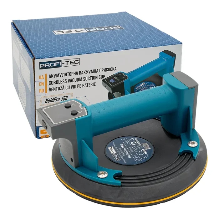 Акумуляторна вакуумна присоска PROFI-TEC HoldPro 150 (3.7 В / 1.5 Аг, зарядний пристрій): 150 кг, 3,7 В