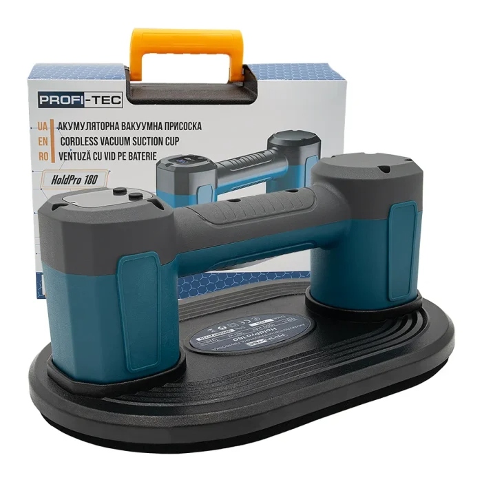Акумуляторна вакуумна присоска PROFI-TEC HoldPro 180 (12 В / 1.5 Аг, зарядний пристрій): 190 кг, 12 В