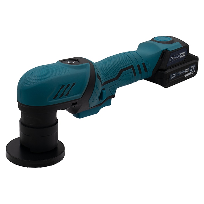 Акумуляторна ексцентрикова полірувальна машина PROFI-TEC PPM-8012SCP Set Professional (2×PT1225 (2.5 Аг), зарядний пристрій): 80 мм, 75 мм