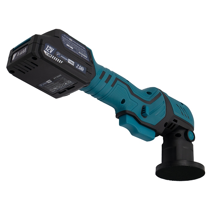Акумуляторна ексцентрикова полірувальна машина PROFI-TEC PPM-8012SCP Set Professional (2×PT1225 (2.5 Аг), зарядний пристрій): 80 мм, 75 мм