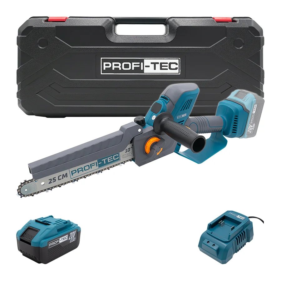 Акумуляторна ланцюгова пила PROFI-TEC PCS0920 UltraCore (1×PT2040EP (4.0 Аг), зарядний пристрій): 25 см, 9,6 м/с, 1 акумулятор PT2040EP 4,0 Аг і зарядний пристрій