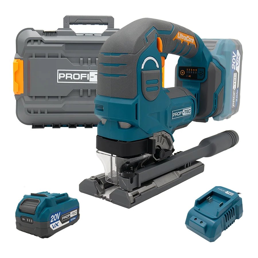 Акумуляторний лобзик PROFI-TEC PJS120 (1×PT2030VX (3.0 Aг), зарядний пристрій, кейс: 0 – 3500 хід/хв, 25,4 мм