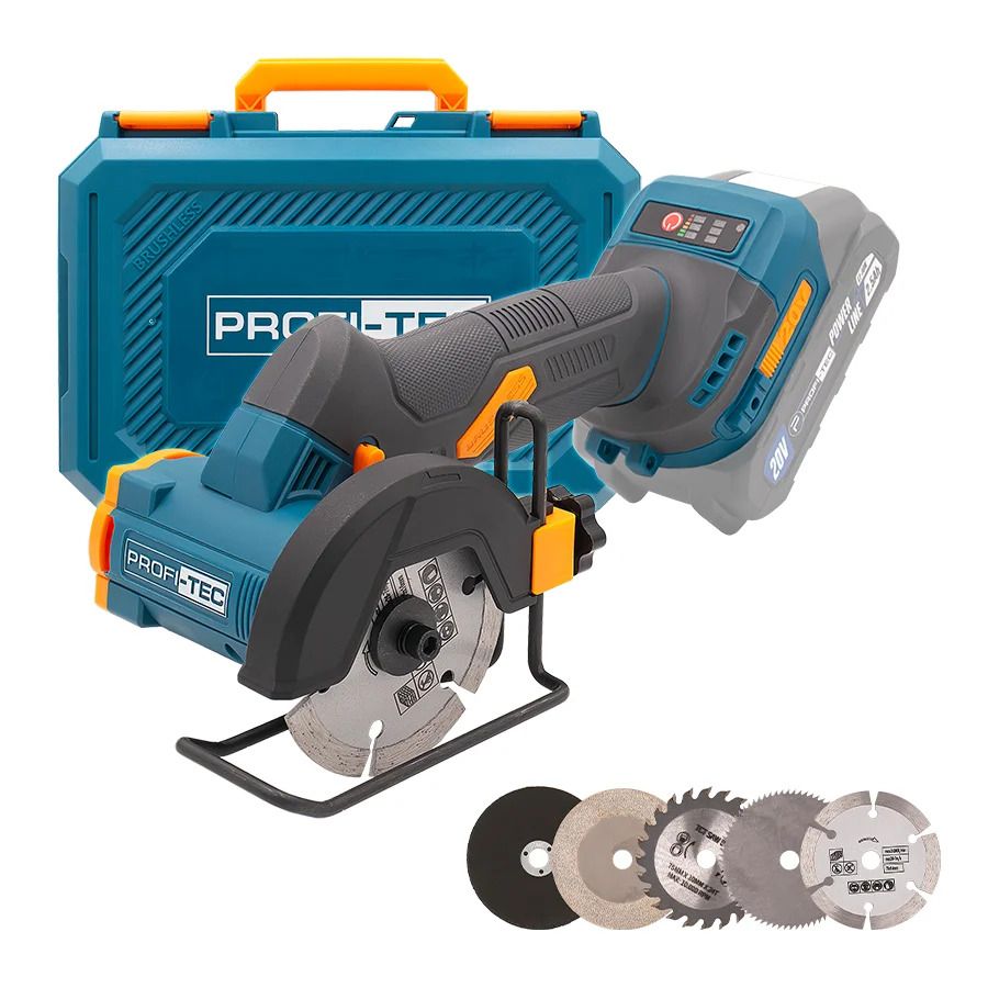 Акумуляторна універсальна дискова пила PROFI-TEC PWS390 UltraCore (без акумулятора та зарядного пристрою): 76 мм, 22 мм