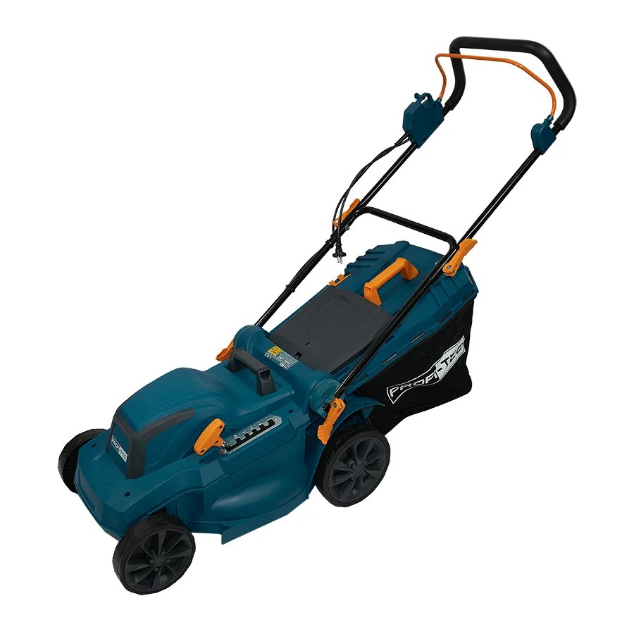 Електрична газонокосарка PROFI-TEC Comfort LM420 (2000 Вт, 420 мм ширина): ширина 420 мм, висота 25 – 75 мм, газонокосарка, травозбірник, кріплення, інструкція