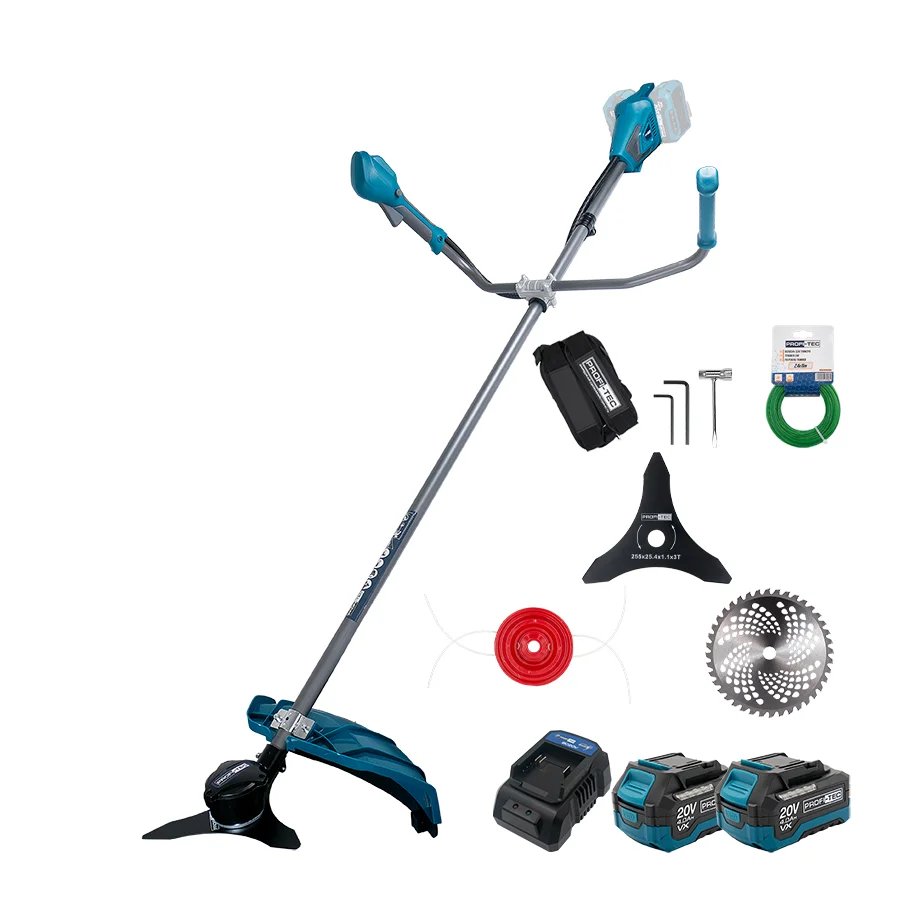 Акційний комплект PROFI-TEC: Акумуляторна коса PGT4540 (40 В (2×20 В + акумуляторні ножиці-кущорізи PHT1110 + батарея 2×PT2040VX, ЗП BC20V, коробка): 40 В (2×20 В), безщітковий, 7,3 кг