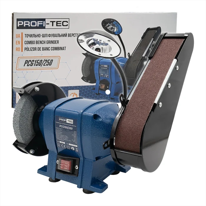 Точильно-шліфувальний верстат PROFI-TEC PCG150/250: 250 Вт, 150 мм, 686×50 мм